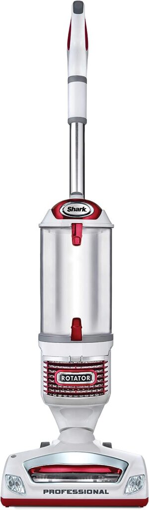 Shark NV501 Rotator Professional Lift-Away Upright Vacuum with HEPA Filter, Swivel Steering, LED Headlights, Wide Upholstery Tool, Dusting Brush  Crevice Tool, White/Red, 12, 18, 14.