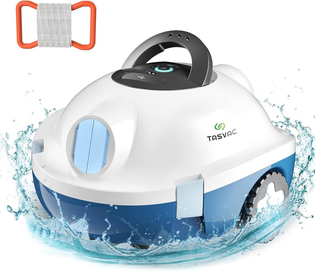 𝟮𝟬𝟮𝟯 𝙐𝙥𝙜𝙧𝙖𝙙𝙚 TASVAC Cordless Robotic Pool Cleaner, Automatic Pool Vacuum, 90 Mins Runtime, Powerful, Self-Parking, Lightweight, Ideal for Flat Above/In-Ground Pool up to 65 Feet/1100 Sq.Ft