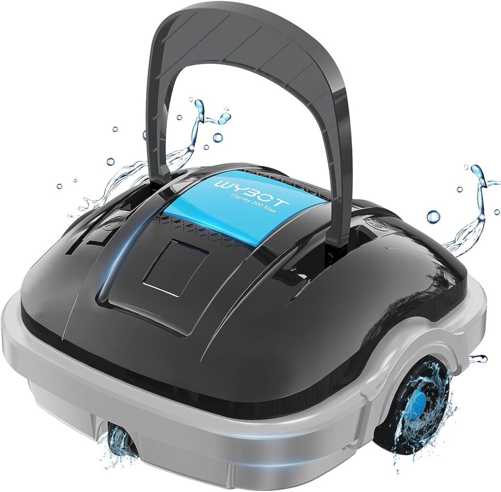 (2023 Latest) WYBOT Cordless Pool Vacuum, Robotic Pool Cleaner, with Updated Battery Up to 100Mins Runtime, Strong Suction, Automatic Vacuum for Above Ground Flat Bottomed Pools Up to 861 Sq.Ft