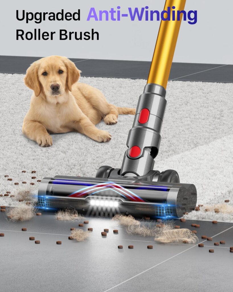 Cordless Vacuum Cleaner, 500W/40Kpa Stick Vacuum Cleaner with Touch Screen, Max 60 Mins Runtime, Anti-Tangle Vacuum Cleaner for Home, 2023 Latest Motor, Wireless Vacuum for Pet Hair/Carpet/Hard Floor