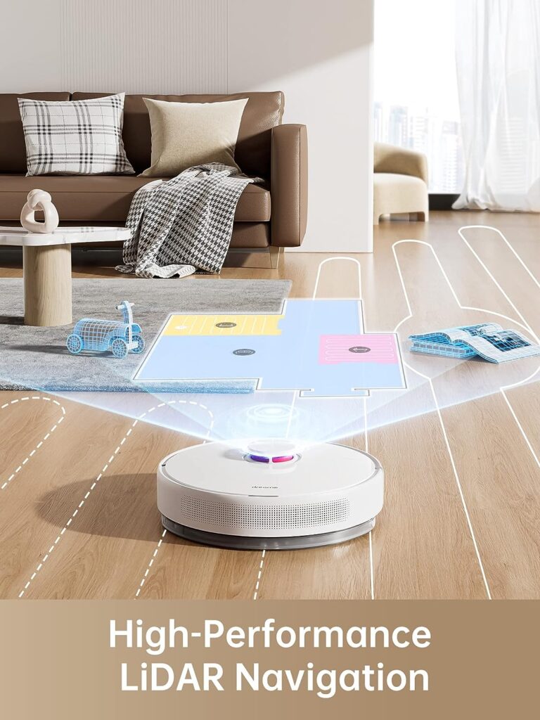 Dreametech D10 Plus Robot Vacuum and Mop with Self-Emptying Base for 45 Days of Cleaning, Robotic Vacuum with 4000 Pa Suction and LiDAR Navigation, Compatible with Alexa, Wi-Fi Connected