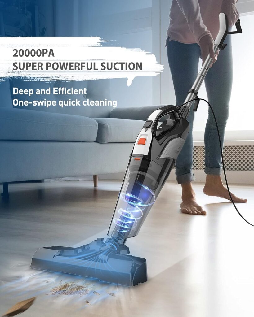 Hihhy Stick-Vacuum Cleaner-Corded Small-Handheld Vacuum - Lightweight Electric Brooms, 20Kpa Powerful Suction 4-in-1 Portable 600W Bagless Mini Hand Vac for Home Pet Hair Hard Wood Floor