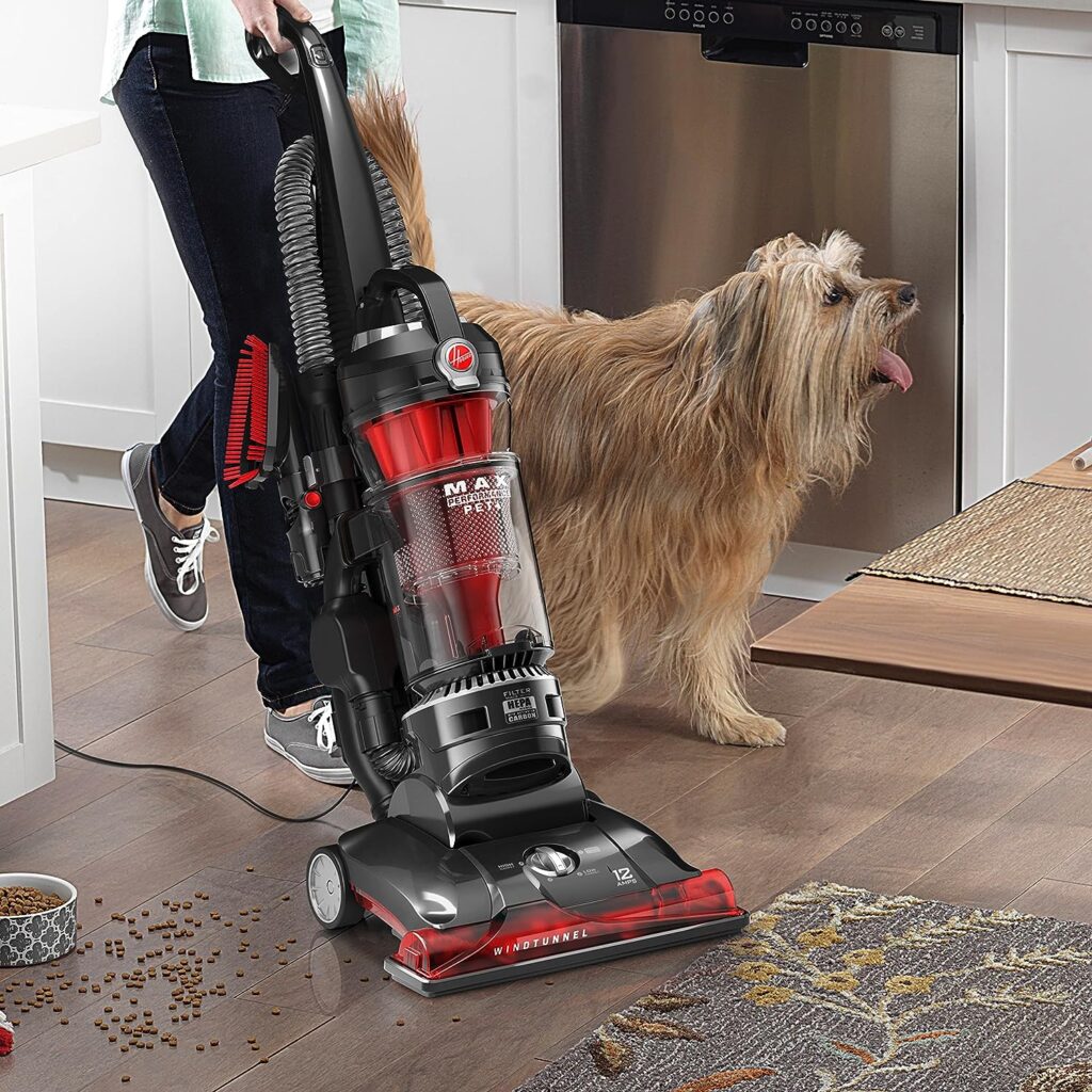 Hoover WindTunnel 3 Max Performance Pet, Bagless Upright Vacuum Cleaner, HEPA Media Filtration, For Carpet and Hard Floor, UH72625, Red