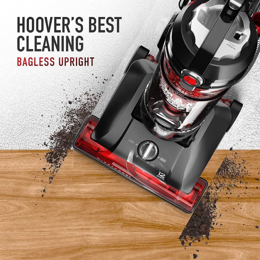 Hoover WindTunnel 3 Max Performance Pet, Bagless Upright Vacuum Cleaner, HEPA Media Filtration, For Carpet and Hard Floor, UH72625, Red