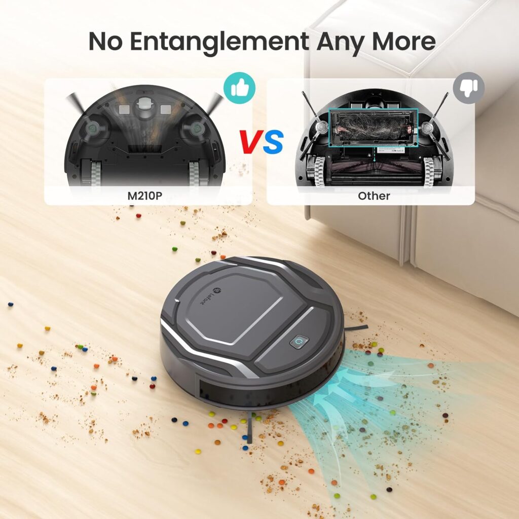 Lefant M210 Pro Robot Vacuum Cleaner, Tangle-Free 2200Pa Suction, Slim,Quiet, Self-Charging Wi-Fi/APP Remote Connected Robotic Vacuum Cleaner, Work with Alexa, Ideal for Pet Hair, Hard Floors