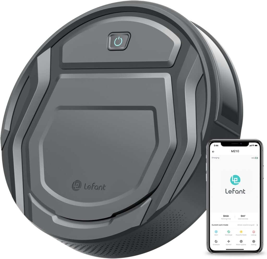 Lefant M210 Pro Robot Vacuum Cleaner, Tangle-Free 2200Pa Suction, Slim,Quiet, Self-Charging Wi-Fi/APP Remote Connected Robotic Vacuum Cleaner, Work with Alexa, Ideal for Pet Hair, Hard Floors