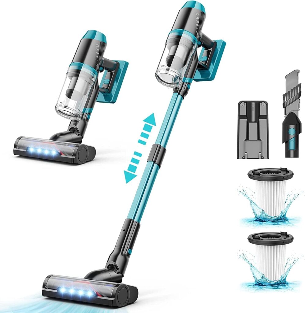 ORFELD Cordless Vacuum Cleaner, 30Kpa Powerful Cordless Stick Vacuum 6 in 1, 60Mins Long Runtime, 4 LED Headlights, Lightweight Handheld Quiet Vacuum Cordless for Pet Hair, Carpet Hardwood Floor