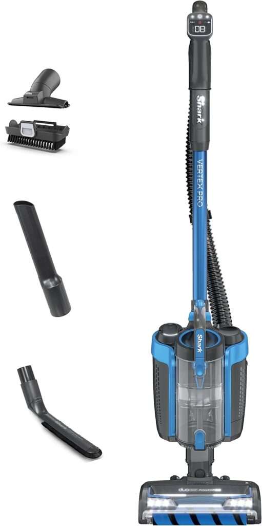 Shark ICZ362H Vertex Pro Powered Lift-Away Cordless Vacuum with IQ Display, DuoClean PowerFins, Includes Crevice Tool, Pet Multi-Tool  Anti-Allergen Dusting Brush, 60min Runtime, Electric Blue