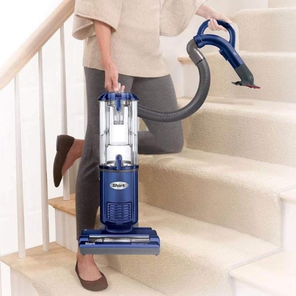 Shark NV105 Navigator Light Upright Vacuum with Large Dust Cup Capacity, Duster Crevice Tool  Upholstery Tool for Dependable Multi-Surface Cleaning, Blue