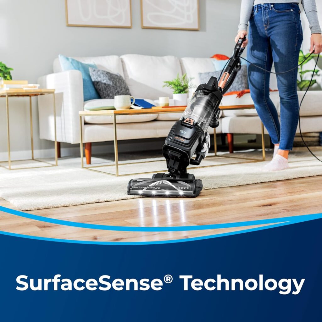 BISSELL SurfaceSense Allergen Lift-Off Pet Upright Vacuum, with Tangle-Free Multi-Surface Brush Roll, LED Headlights,  Lift-Off Technology