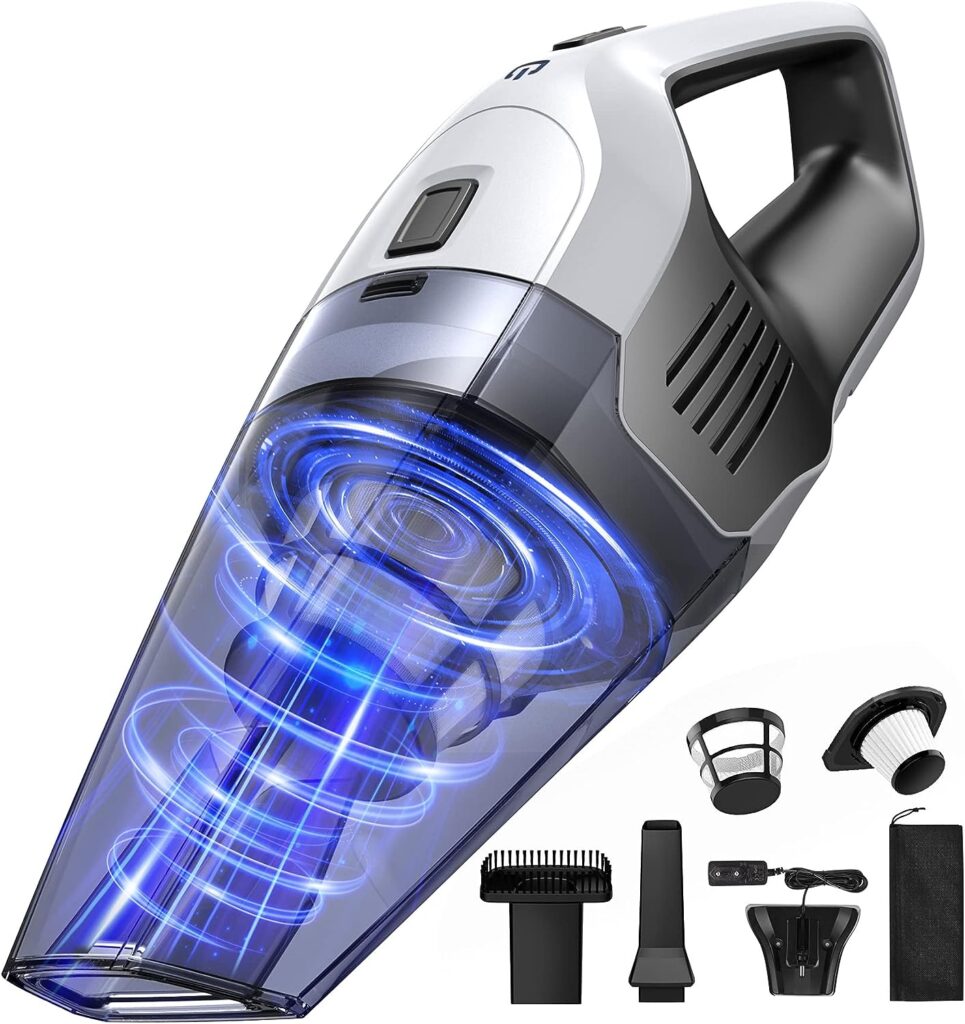 Handheld Vacuum Cleaner, Powerful Suction Portable Lightweight Hand Held Vacum Cordless with 25-30Mins Long Runtime Rechargeable Battery Quick Charge for Home Car Carpet Stairs Pet Hair Deep Cleaning