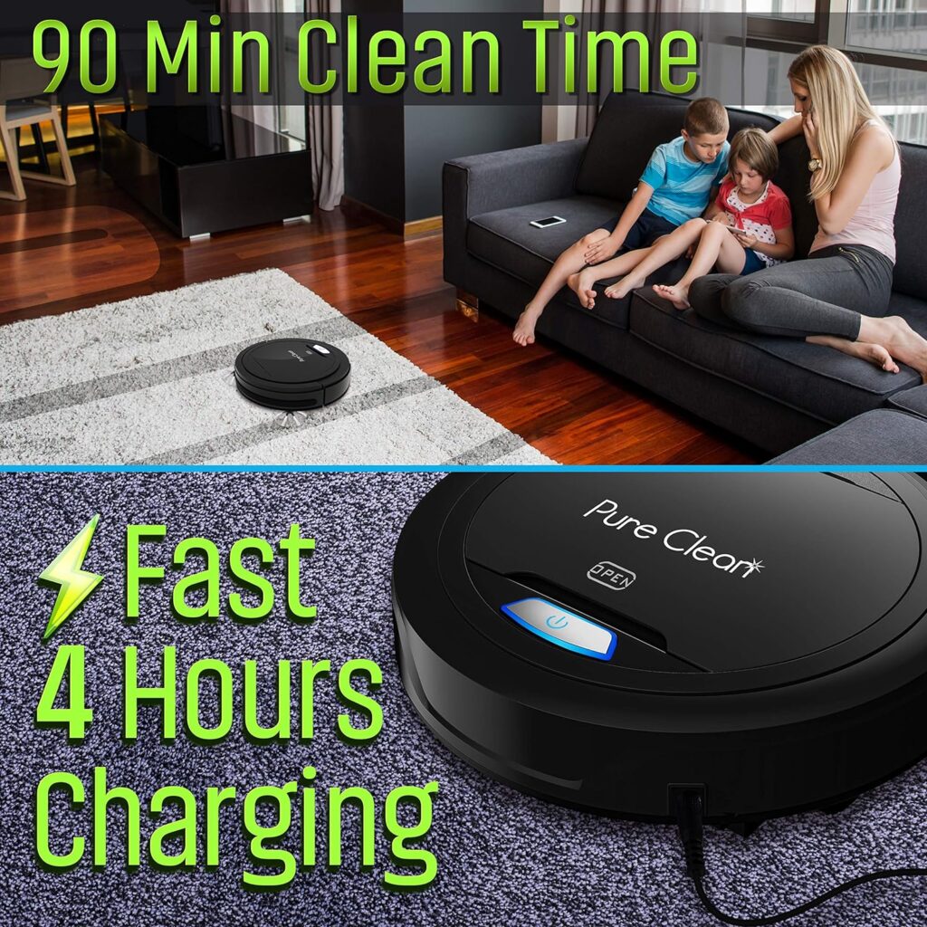 PUCRC26B.9 Automatic Robot Vacuum Cleaner - Robotic Auto Home Cleaning for Clean Carpet Hardwood Floor - Bot Self Detects Stairs - Air Filter Pet Hair Allergies Friendly - Pure Clean