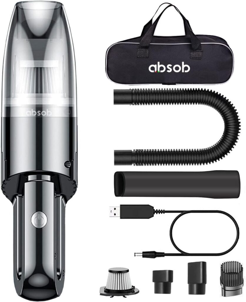 absob Handheld Vacuum Cleaner Cordless, Mini Portable Car Hand Vacuum Cleaner, Powerful Suction Hand Vac, Rechargeable Lightweight Handheld Vacuum for Home, Car, and Keyboard Cleaning - USB Charging