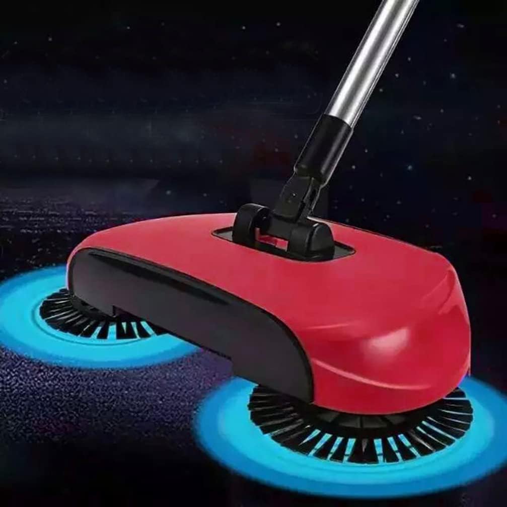 Healifty Sweeper Vacuum Carpet Sweeper Mini Hand Push Sweeper 3 in 1 Household Cleaning Lazy Dustpan Trash Bin 360° Rotating Floor Cleaning Mop (Red) Carpet Broom