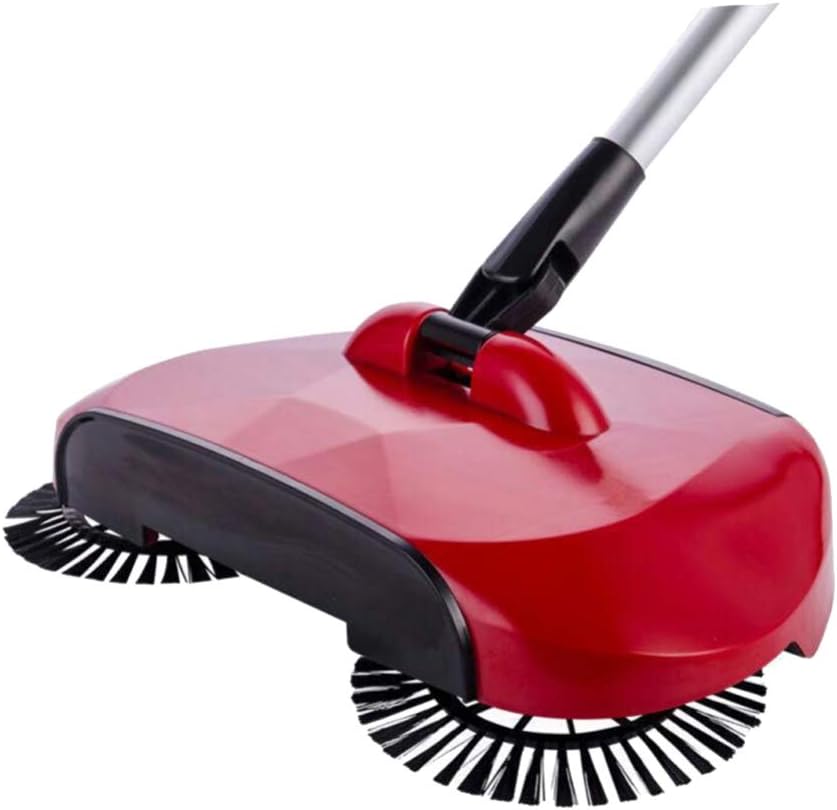 Healifty Sweeper Vacuum Carpet Sweeper Mini Hand Push Sweeper 3 in 1 Household Cleaning Lazy Dustpan Trash Bin 360° Rotating Floor Cleaning Mop (Red) Carpet Broom