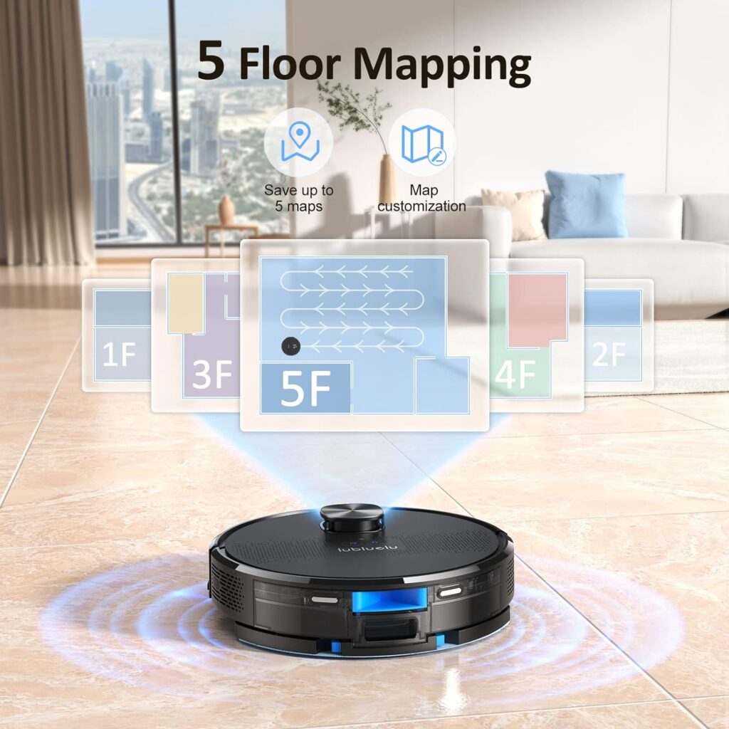 Lubluelu Robot Vacuum and Mop Combo 4000Pa, LiDAR Navigation, 3 in 1 Robotic Vacuum Cleaner with Laser, 5 Smart Mapping,10 No-go Zones, App/Alexa Control, Vacuum Robot for Pet Hair, Carpet, Hard Floor