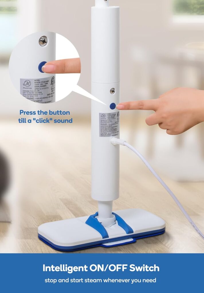 M Mistsince Steam Mop Floor Steamer 450mL, 1200W Ultra Lightweight Steamer for Floors Cleaning Hardwood Tile Carpet, 15s Fast Heat Up, with 2 Washable Pads and Carpet Glider, NV603A