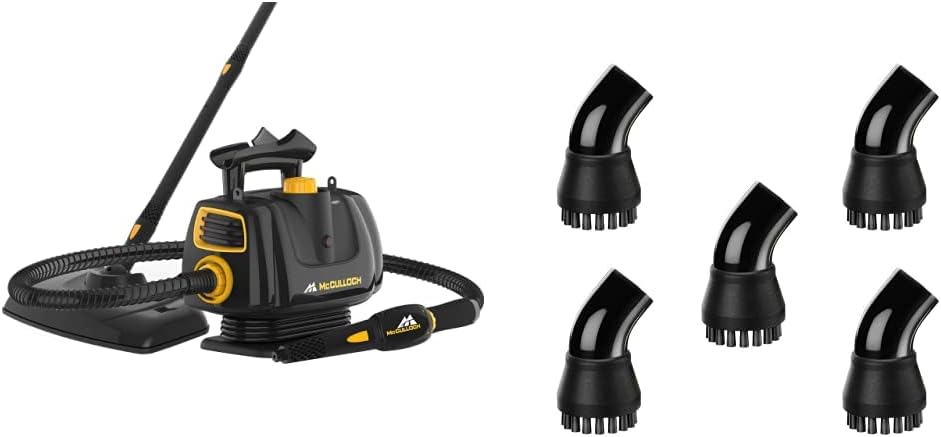 McCulloch MC1270 Portable Power Cleaner with Floor Mop, Variable Steaming, 16-Piece Accessory Set, All-Natural Chemical-Free Cleaning, Black