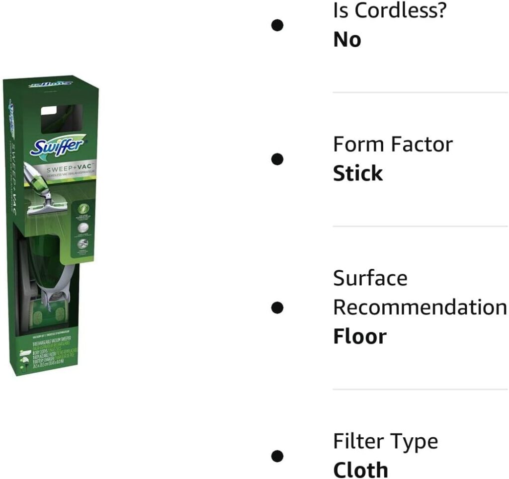 Swiffer Sweep + Vac Bagless Stick Vacuum and Floor Cleaner 4 amps Standard Green